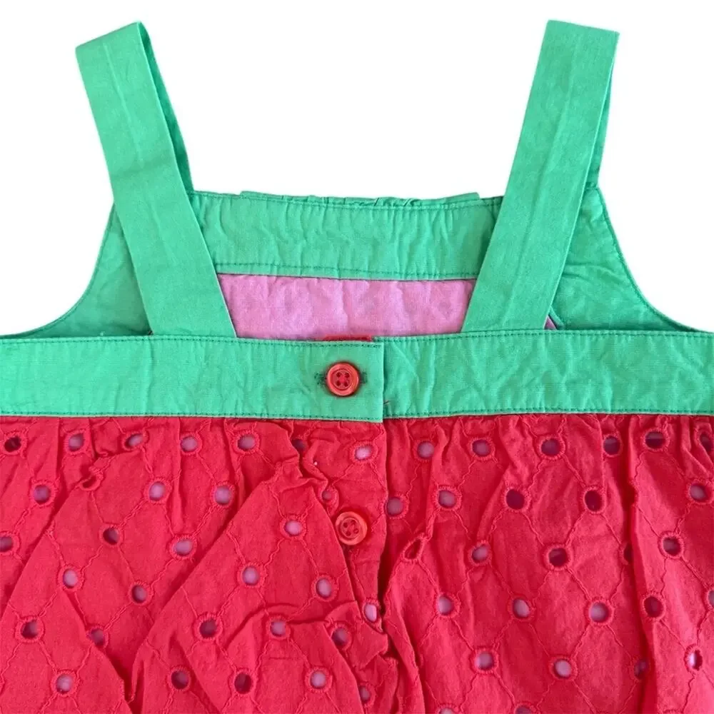 Gymboree Girls’ Strawberry Patch Eyelet Bubble Top Red Green Size 2